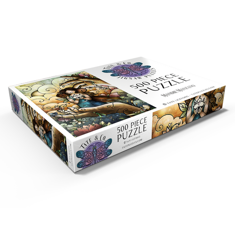 Darstellung des Puzzle Motivs Wer du sagst, dass ich bin – Buntglasfenster - Mandie Manzano Who You Say I Am Stained Glass 500 Puzzle Schachtel Ansicht1