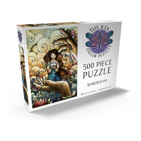 Darstellung des Puzzle Motivs Wer du sagst, dass ich bin – Buntglasfenster - Mandie Manzano Who You Say I Am Stained Glass 500 Puzzle Schachtel Ansicht2