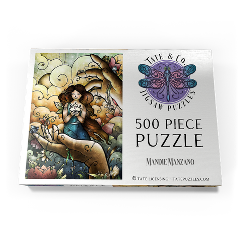Darstellung des Puzzle Motivs Wer du sagst, dass ich bin – Buntglasfenster - Mandie Manzano Who You Say I Am Stained Glass 500 Puzzle Schachtel Ansicht3