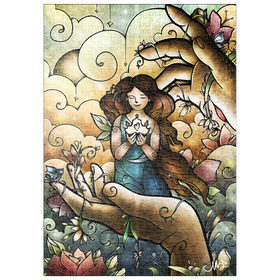 Darstellung des Puzzle Motivs Wer du sagst, dass ich bin – Buntglasfenster - Mandie Manzano - Puzzleteile: 500