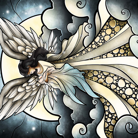 Darstellung des Puzzle Motivs Kind des Himmels Buntglasfenster - Mandie Manzano Child of Heaven Stained Glass 1000 Puzzle 3D Modell