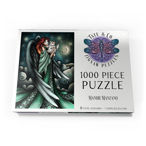 Darstellung des Puzzle Motivs Alle Katzen kommen in den Himmel – Buntglasfenster - Mandie Manzano All Cats Do Go to Heaven Stained Glass 1000 Puzzle Schachtel Ansicht3