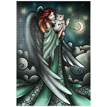 Darstellung des Puzzle Motivs puzzleplate All Cats Do Go to Heaven Stained Glass 1000 Puzzle