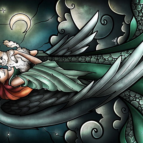 Darstellung des Puzzle Motivs Alle Katzen kommen in den Himmel – Buntglasfenster - Mandie Manzano All Cats Do Go to Heaven Stained Glass 1000 Puzzle 3D Modell