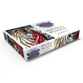 Darstellung des Puzzle Motivs Alle Guineas kommen in den Himmel – Buntglas - Mandie Manzano - Puzzleteile: 1000