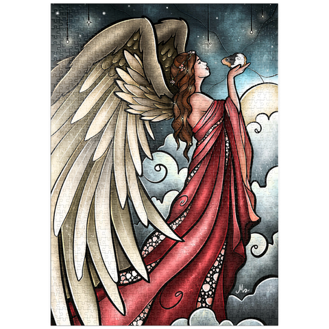 Darstellung des Puzzle Motivs Alle Guineas kommen in den Himmel – Buntglas - Mandie Manzano puzzleplate All Guineas Go to Heaven Stained Glass 1000 Puzzle