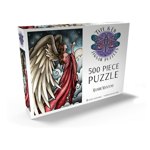 Darstellung des Puzzle Motivs Alle Guineas kommen in den Himmel – Buntglas - Mandie Manzano All Guineas Go to Heaven Stained Glass 500 Puzzle Schachtel Ansicht2