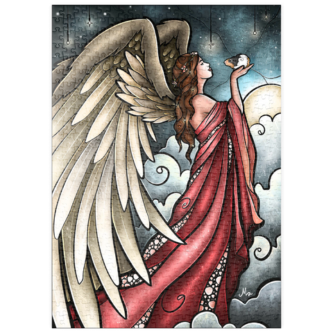 Darstellung des Puzzle Motivs Alle Guineas kommen in den Himmel – Buntglas - Mandie Manzano puzzleplate All Guineas Go to Heaven Stained Glass 500 Puzzle