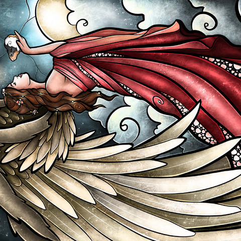 Darstellung des Puzzle Motivs Alle Guineas kommen in den Himmel – Buntglas - Mandie Manzano All Guineas Go to Heaven Stained Glass 500 Puzzle 3D Modell