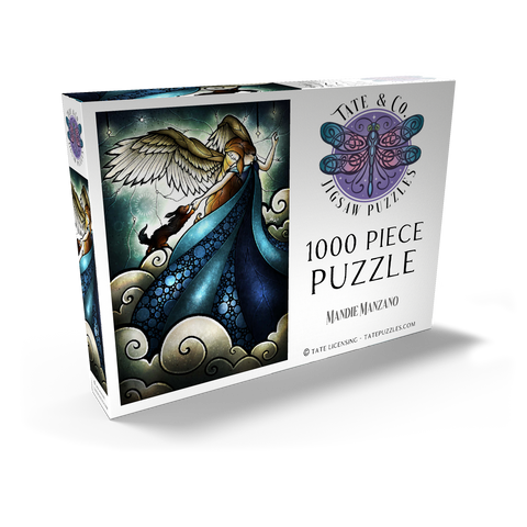 Darstellung des Puzzle Motivs Alle Hunde kommen in den Himmel – Buntglasfenster - Mandie Manzano All Dogs Do Go To Heaven Stained Glass 1000 Puzzle Schachtel Ansicht2