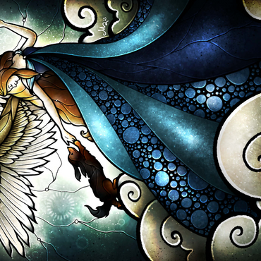 Darstellung des Puzzle Motivs All Dogs Do Go To Heaven Stained Glass 1000 Puzzle 3D Modell