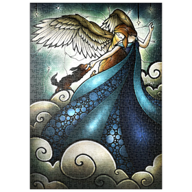 Darstellung des Puzzle Motivs Alle Hunde kommen in den Himmel – Buntglasfenster - Mandie Manzano - Puzzleteile: 500