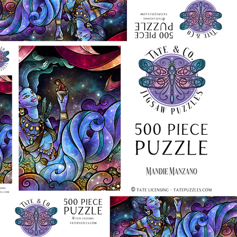 Darstellung des Puzzle Motivs Für dich gewünscht – Buntglasfenster - Mandie Manzano Wishing For You Stained Glass 500 Puzzle Schachtel 3D Modell