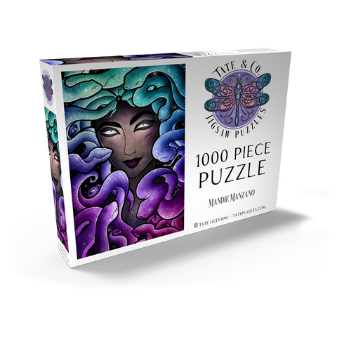 Darstellung des Puzzle Motivs Medusa-Buntglasfenster - Mandie Manzano Medusa Stained Glass 1000 Puzzle Schachtel Ansicht2