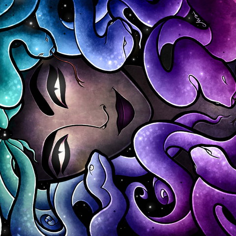 Darstellung des Puzzle Motivs Medusa-Buntglasfenster - Mandie Manzano Medusa Stained Glass 1000 Puzzle 3D Modell