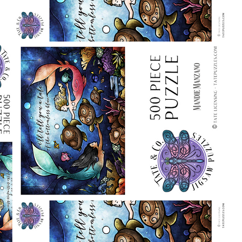 Darstellung des Puzzle Motivs Geschichtenzeit Buntglas - Mandie Manzano Story Time Stained Glass 500 Puzzle Schachtel 3D Modell