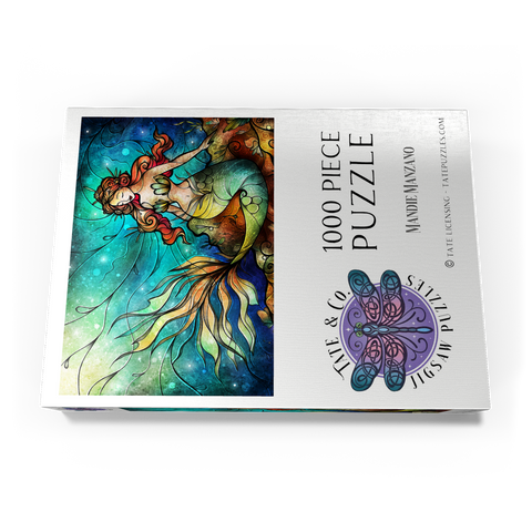 Darstellung des Puzzle Motivs Die ruhige Sirene – Buntglasfenster - Mandie Manzano The Serene Siren Stained Glass 1000 Puzzle Schachtel Ansicht3