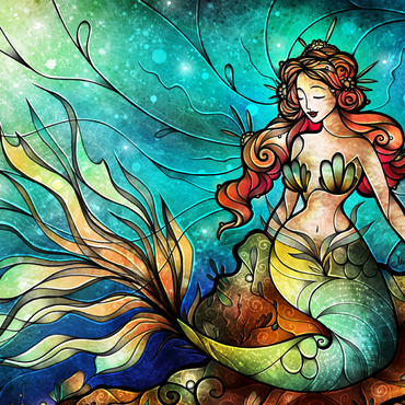 Darstellung des Puzzle Motivs The Serene Siren Stained Glass 1000 Puzzle 3D Modell