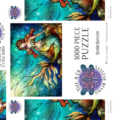 Darstellung des Puzzle Motivs Die ruhige Sirene – Buntglasfenster - Mandie Manzano The Serene Siren Stained Glass 1000 Puzzle Schachtel 3D Modell