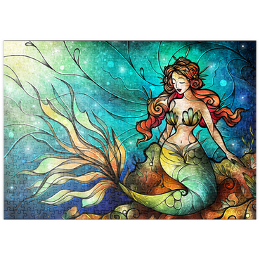 Darstellung des Puzzle Motivs puzzleplate The Serene Siren Stained Glass 500 Puzzle