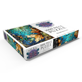 Alternative Darstellung des Puzzle-Motivs Freunde unter dem Meer – Buntglasfenster - Mandie Manzano – Puzzleteile: 1000