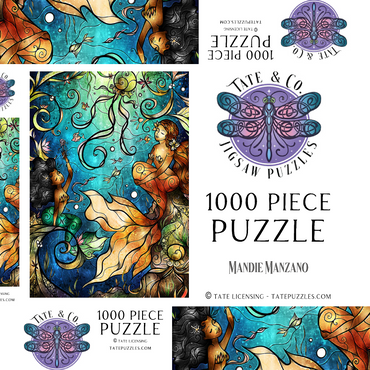 Darstellung des Puzzle Motivs Friends Under the Sea Stained Glass 1000 Puzzle Schachtel 3D Modell