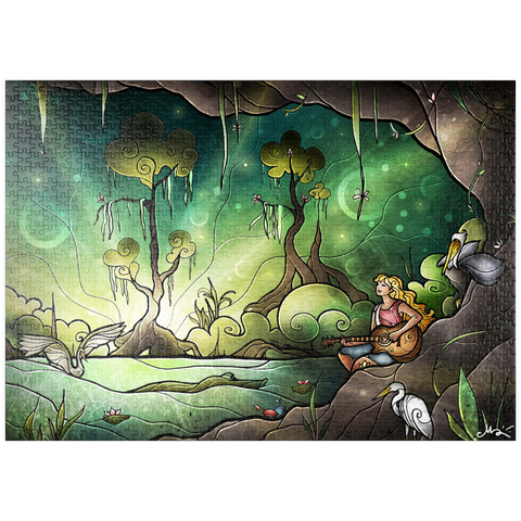 Darstellung des Puzzle Motivs Bayou-Zauber-Glasmalerei  - Mandie Manzano puzzleplate Bayou Enchantment Stained Glass 1000 Puzzle