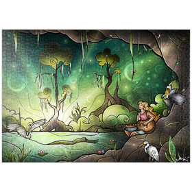 Darstellung des Puzzle Motivs Bayou-Zauber-Glasmalerei  - Mandie Manzano - Puzzleteile: 1000