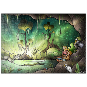 Darstellung des Puzzle-Motivs Bayou-Zauber-Glasmalerei  - Mandie Manzano – Puzzleteile: 500