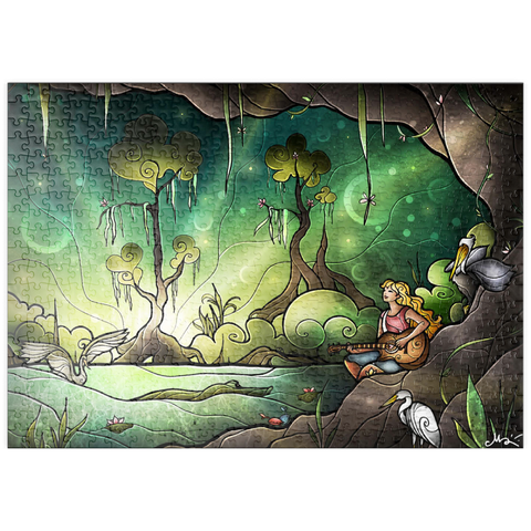 Darstellung des Puzzle Motivs Bayou-Zauber-Glasmalerei  - Mandie Manzano puzzleplate Bayou Enchantment Stained Glass 500 Puzzle