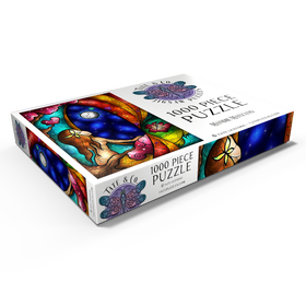 Darstellung des Puzzle Motivs Ich vermisse dich – Buntglasfenster - Mandie Manzano - Puzzleteile: 1000