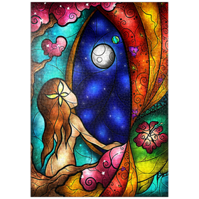 Darstellung des Puzzle Motivs Ich vermisse dich – Buntglasfenster - Mandie Manzano - Puzzleteile: 1000