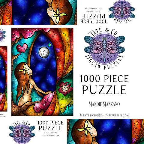 Darstellung des Puzzle Motivs Ich vermisse dich – Buntglasfenster - Mandie Manzano I Miss You Stained Glass 1000 Puzzle Schachtel 3D Modell