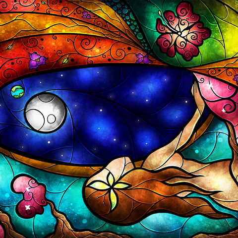 Darstellung des Puzzle Motivs Ich vermisse dich – Buntglasfenster - Mandie Manzano I Miss You Stained Glass 500 Puzzle 3D Modell