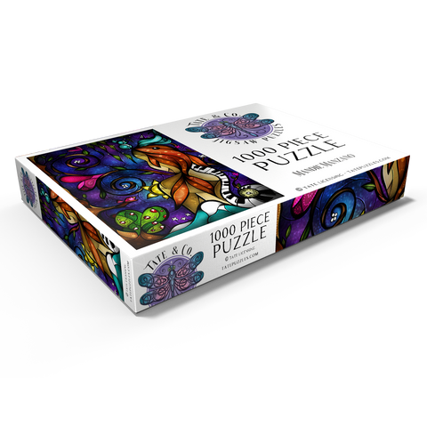 Darstellung des Puzzle Motivs Erinnerst du dich noch, als wir uns getroffen haben? Buntes Glas - Mandie Manzano Do You Remember When we Met Stained Glass 1000 Puzzle Schachtel Ansicht1