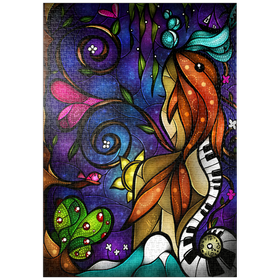 Darstellung des Puzzle Motivs Erinnerst du dich noch, als wir uns getroffen haben? Buntes Glas - Mandie Manzano - Puzzleteile: 1000