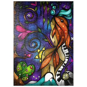 Darstellung des Puzzle Motivs Erinnerst du dich noch, als wir uns getroffen haben? Buntes Glas - Mandie Manzano - Puzzleteile: 500