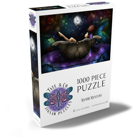 Darstellung des Puzzle Motivs Worlds Away Stained Glass - Mandie Manzano Worlds Away Stained Glass 1000 Puzzle Schachtel Ansicht2