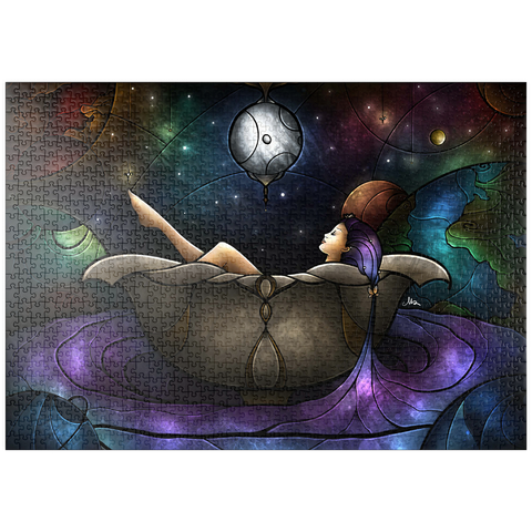 Darstellung des Puzzle Motivs Worlds Away Stained Glass - Mandie Manzano puzzleplate Worlds Away Stained Glass 1000 Puzzle