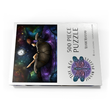 Darstellung des Puzzle Motivs Worlds Away Stained Glass 500 Puzzle Schachtel Ansicht3