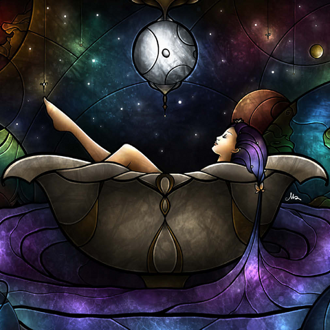 Darstellung des Puzzle Motivs Worlds Away Stained Glass - Mandie Manzano Worlds Away Stained Glass 500 Puzzle 3D Modell