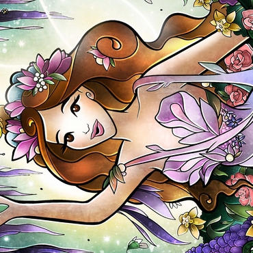 Darstellung des Puzzle Motivs Flora the Fairy of Spring Stained Glass 1000 Puzzle 3D Modell