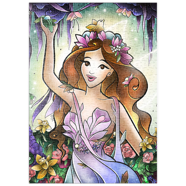 Darstellung des Puzzle Motivs puzzleplate Flora the Fairy of Spring Stained Glass 500 Puzzle