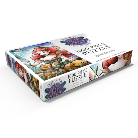 Darstellung des Puzzle Motivs Hazel, die Herbstfee, Buntglasfenster - Mandie Manzano Hazel the Fairy of Autumn Stained Glass 1000 Puzzle Schachtel Ansicht1