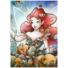 Darstellung des Puzzle-Motivs Hazel, die Herbstfee, Buntglasfenster - Mandie Manzano – Puzzleteile: 1000