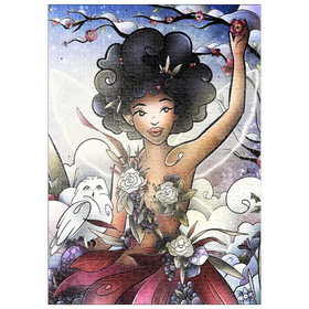 Darstellung des Puzzle Motivs Eira, die Winterfee, Buntglasfenster - Mandie Manzano - Puzzleteile: 500