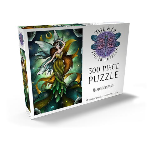 Darstellung des Puzzle Motivs Mittsommersturm-Buntglasfenster - Mandie Manzano Midsummers Storm Stained Glass 500 Puzzle Schachtel Ansicht2