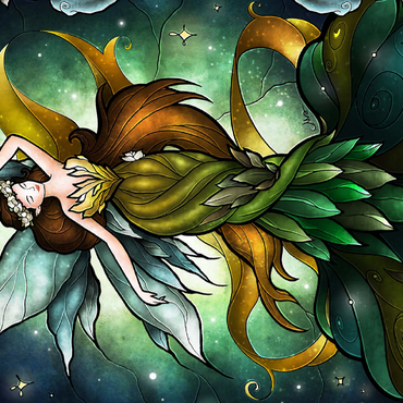 Darstellung des Puzzle Motivs Midsummers Storm Stained Glass 500 Puzzle 3D Modell