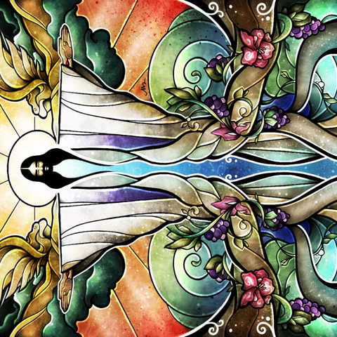 Darstellung des Puzzle Motivs Die Brunnen der Erlösung Buntglass - Mandie Manzano The Wells of Salvation Stained Glass 1000 Puzzle 3D Modell