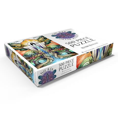 Darstellung des Puzzle Motivs Die Brunnen der Erlösung Buntglass - Mandie Manzano The Wells of Salvation Stained Glass 500 Puzzle Schachtel Ansicht1